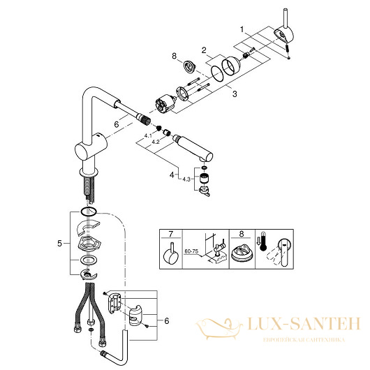 смеситель grohe minta 30274000 для мойки, хром