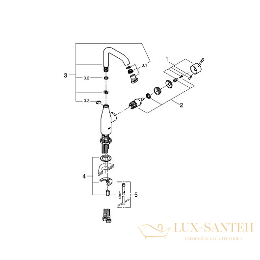 смеситель grohe essence 23541001 для раковины, хром