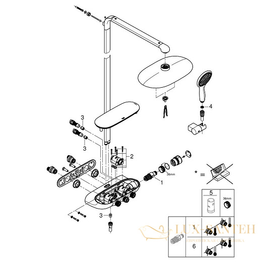 душевая система grohe rainshower system smartcontrol duo 360 26250ls0, белый