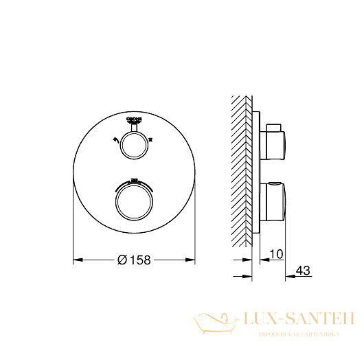 термостат grohe grohtherm 24076000 для ванны, хром