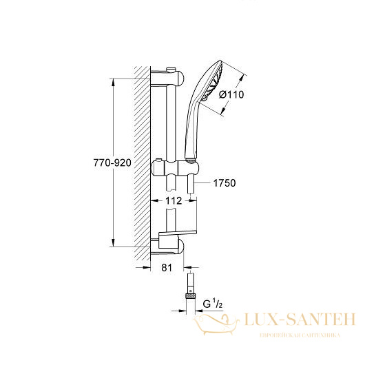 душевой гарнитур grohe euphoria 110 massage 27226001, хром