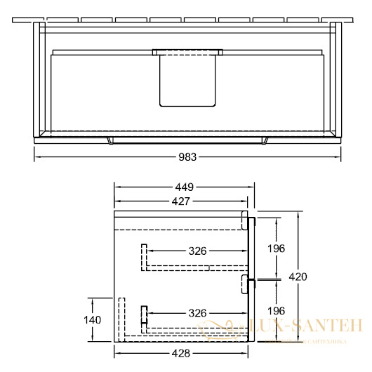 тумба под раковину villeroy & boch subway 2.0 a69010dh 987x420x449 мм, glossy white 