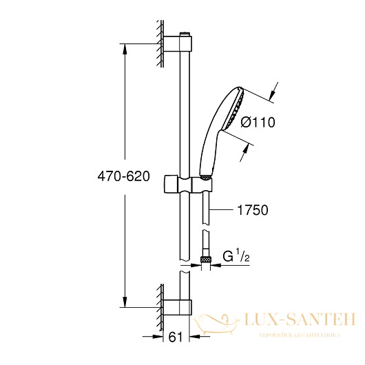 душевой гарнитур grohe new tempesta 110 27853003, хром