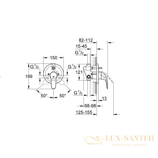 смеситель grohe euroeco 32747000 для ванны, хром