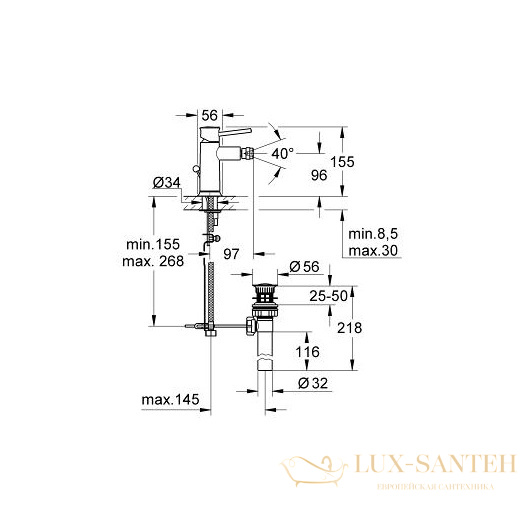 смеситель grohe bauclassic 32864000 для биде, хром