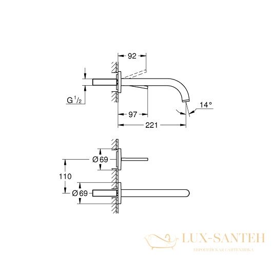 смеситель grohe atrio 19918dc3 для раковины, сталь