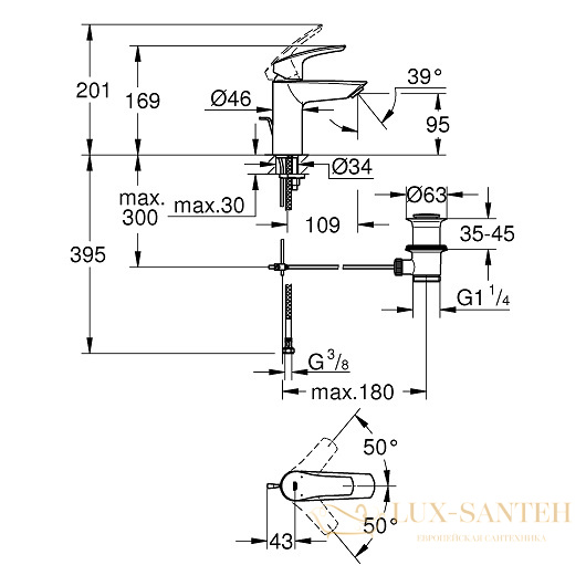 смеситель grohe eurosmart 23456003 для раковины, хром