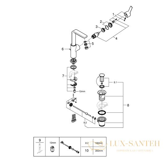 смеситель grohe lineare 23296dc1 для раковины, сталь