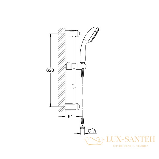 душевой гарнитур grohe new tempesta 100 27645001 9,5 л/мин, хром