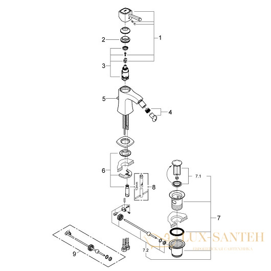 смеситель grohe grandera 23315ig0 для биде, хром/золото