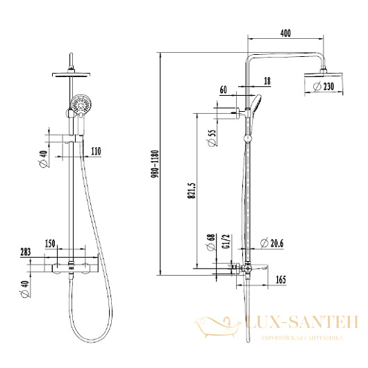 душевая система villeroy & boch universal tvs00001500061, хром