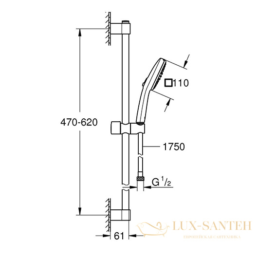 душевой гарнитур grohe tempesta cube 110 27578003, белый