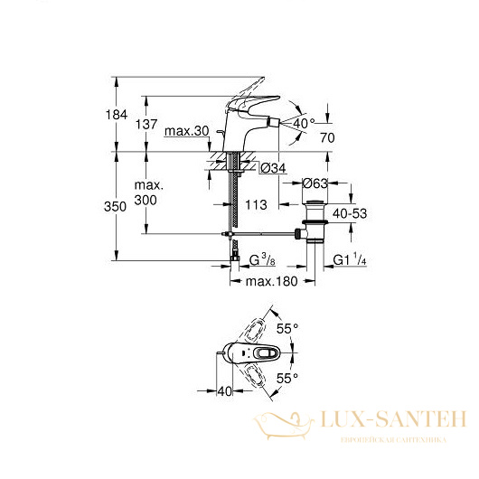 смеситель grohe eurostyle 33565003 для биде, хром