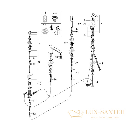 смеситель grohe eurostyle cosmopolitan 23048003 для ванны, хром