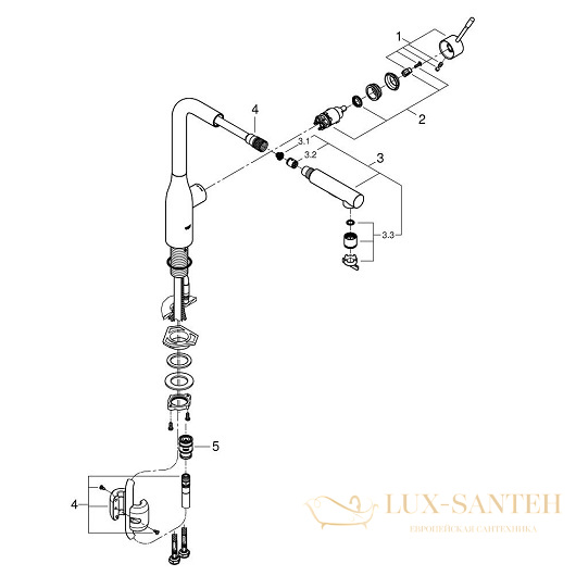 смеситель grohe essence 30270000 для мойки, хром