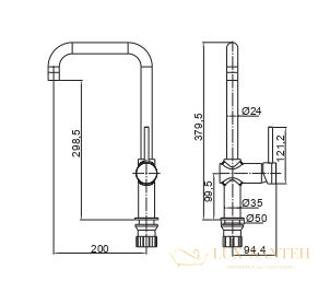 смеситель aqg metropol f 05mef509cr для кухни с загнутым круглым поворотным изливом, хром