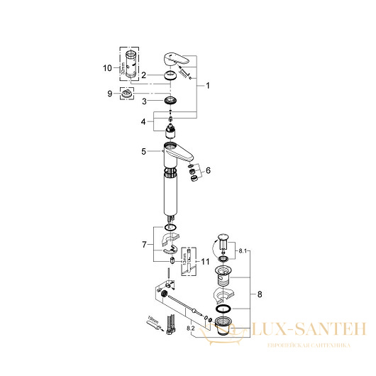 смеситель grohe eurodisc cosmopolitan 23055002 для раковины, хром