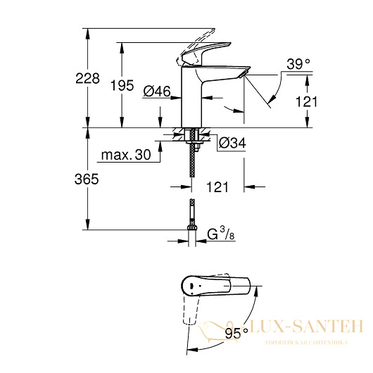 смеситель grohe eurosmart 2339530e для раковины, хром