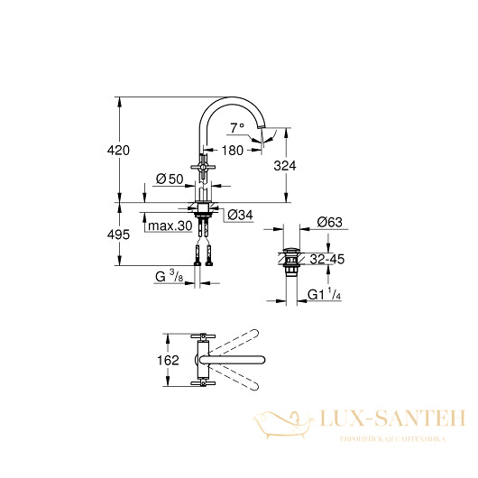 смеситель grohe atrio 21044dc3 для раковины, сталь