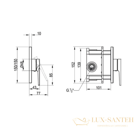 смеситель villeroy & boch liberty tvs10700400061 для душа, хром