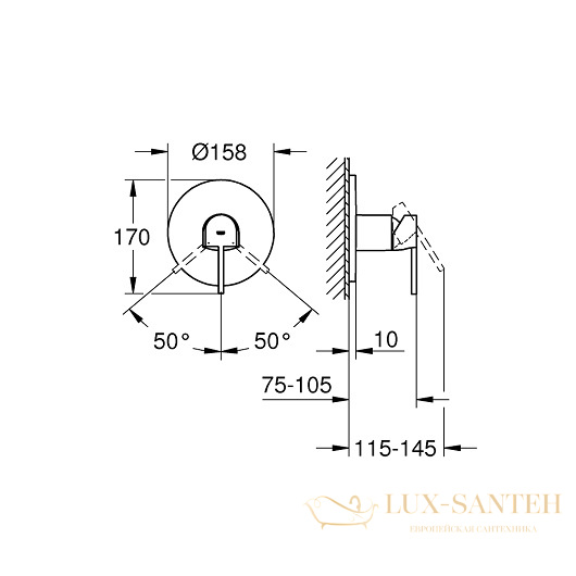 смеситель grohe plus 24059003 для душа, хром