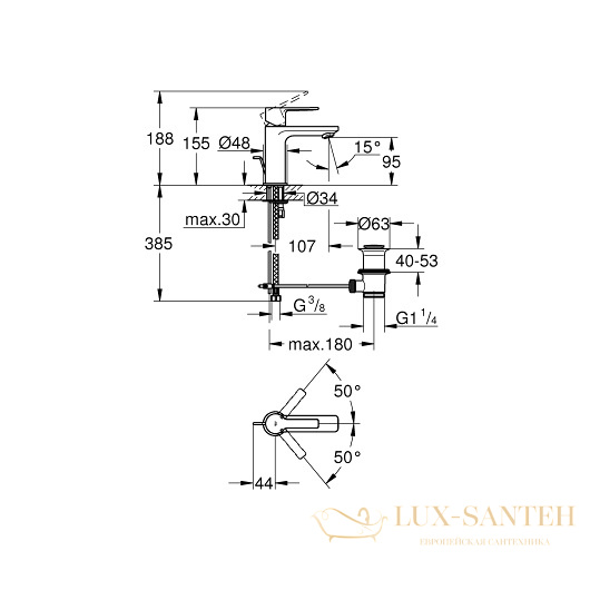 смеситель grohe lineare 32109dc1 для раковины, сталь