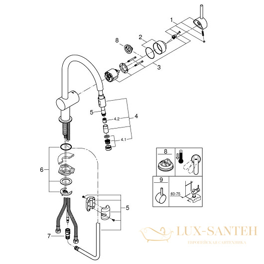 смеситель grohe minta 3291800e для мойки, хром