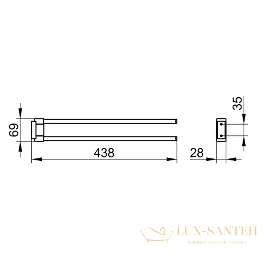 полотенцедержатель keuco plan 14918370000 двойной, черный