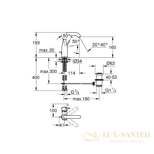 смеситель grohe essence 23462001 для раковины, хром