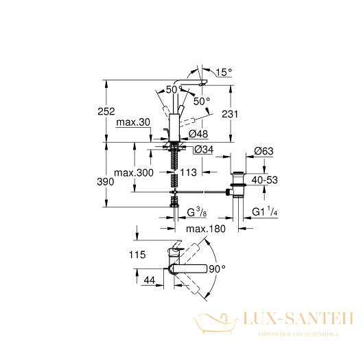 смеситель grohe lineare 23296dc1 для раковины, сталь