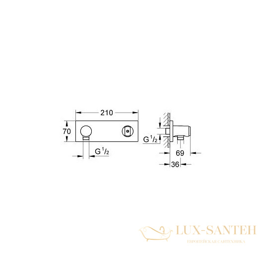 шланговое подсоединение grohe grohtherm f 27621000, хром