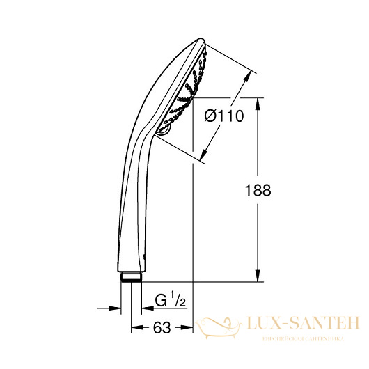 ручной душ grohe euphoria 110 massage 26513000, хром