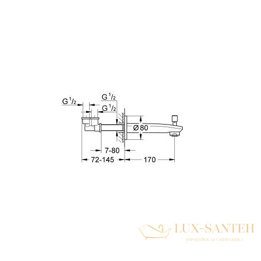 излив grohe eurostyle cosmopolitan 13277002 для ванны, хром