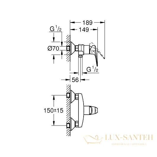 смеситель grohe bauflow 23632000 для душа, хром