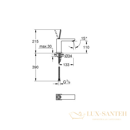 смеситель grohe eurocube joy 23658000 для раковины, хром