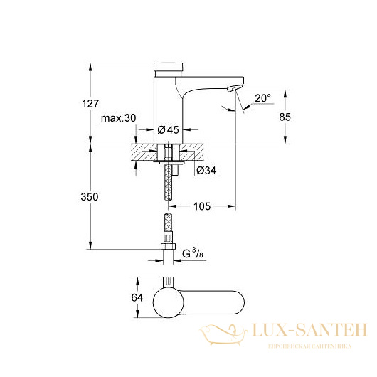 смеситель grohe eurosmart cosmopolitan t 36317000 для раковины, хром