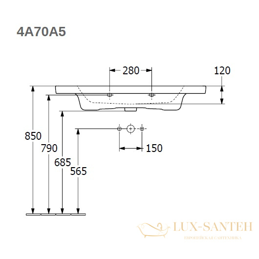 раковина villeroy & boch subway 3.0 4a70a501 1000х470 мм, белый