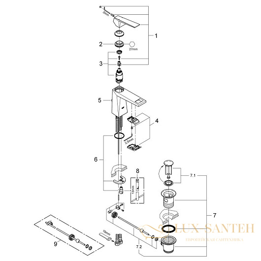 смеситель grohe allure brilliant 23029000 для раковины, хром