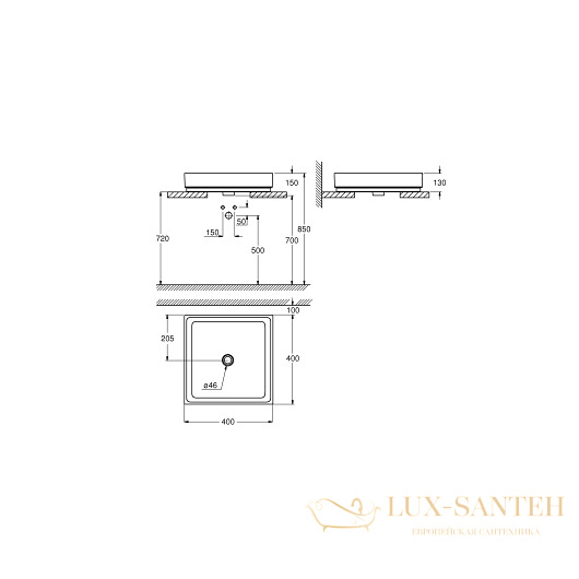 раковина накладная grohe cube ceramic 3948200h 400х400 мм, белый