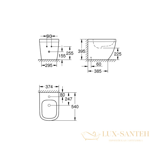 биде grohe euro ceramic 3934000h напольное, белый