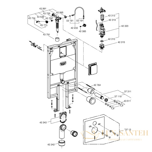 инсталляция для подвесного унитаза grohe rapid sl 38994000 глубина 95мм 