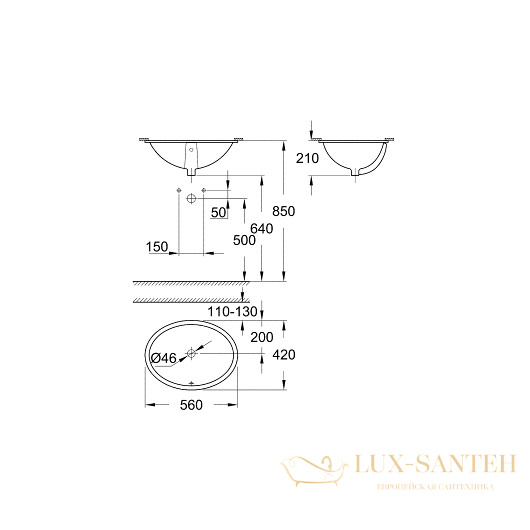 раковина встраиваемая снизу grohe bau ceramic 39423000, белый