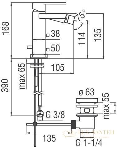 смеситель для биде nobili loop, lp90119/1cr, цвет хром