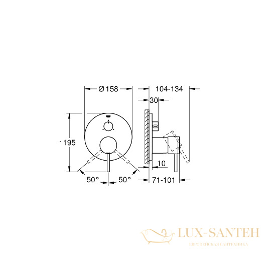 смеситель grohe atrio 24096dc3 для ванны, сталь