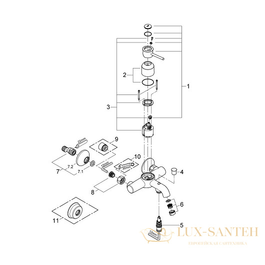 смеситель grohe bauclassic 32865000 для ванны, хром