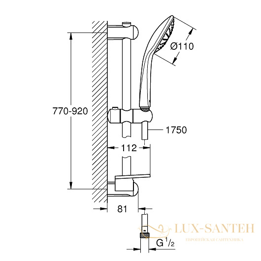 душевой гарнитур grohe euphoria 110 mono 27267001, хром