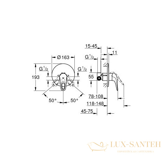 смеситель grohe eurostyle 33635003 для душа, хром