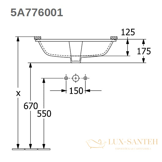 раковина встраиваемая снизу villeroy & boch architectura 5a776001 570х370 мм, белый