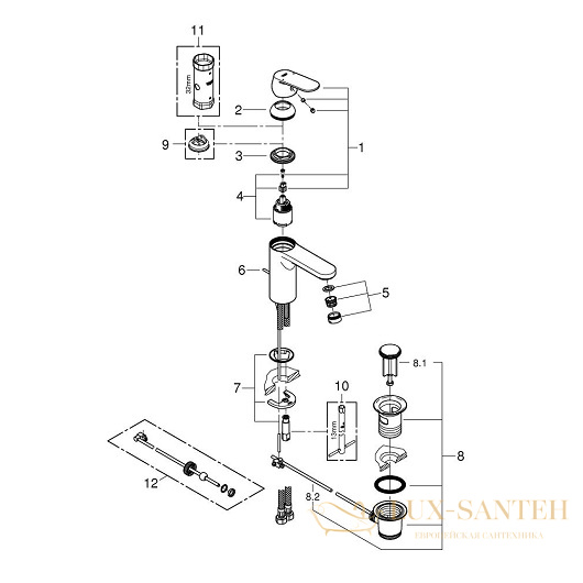 смеситель grohe eurosmart cosmopolitan 23325000 для раковины, хром