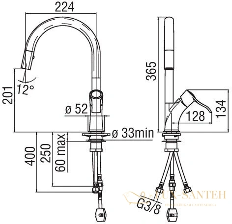 смеситель для кухни nobili sofi, si98127cr, цвет хром